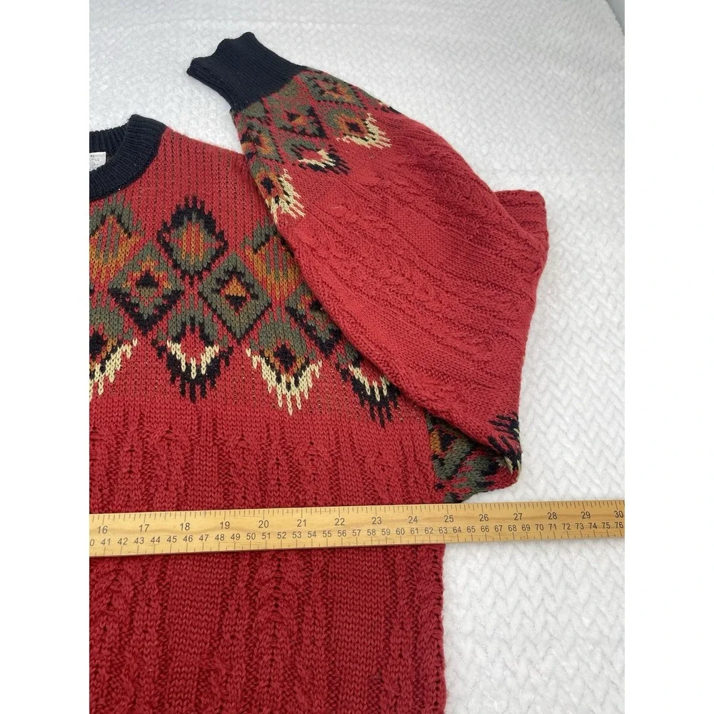 Vintage AGGIO Acrylic Wool Knit Sweater Men's‎ XL Aztec Navajo Coogi Cosby